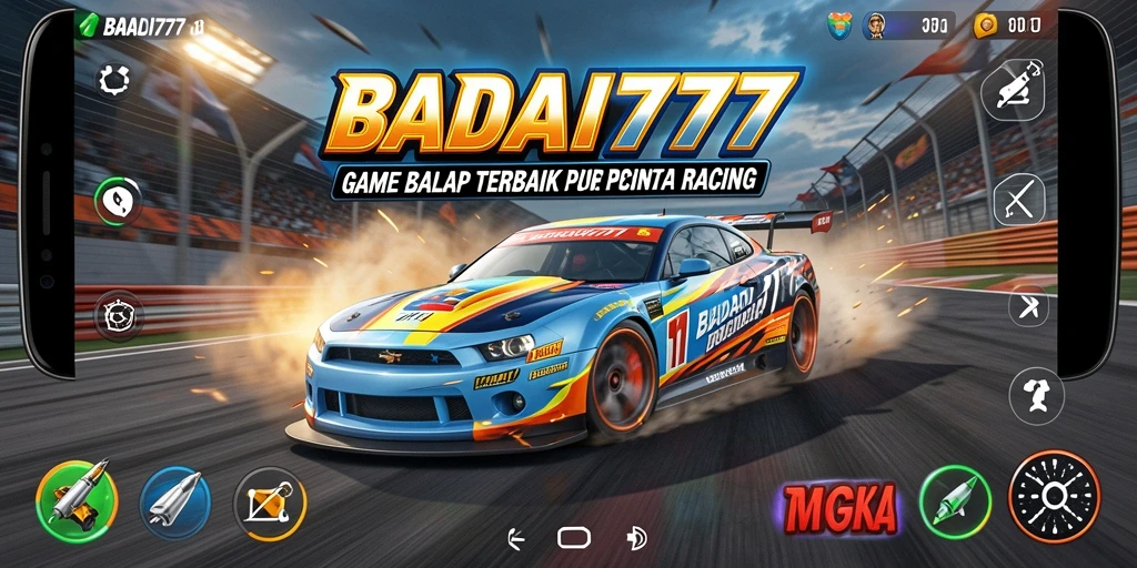 Screenshot utama BADAI777 menampilkan momen balapan yang seru dan mendebarkan.