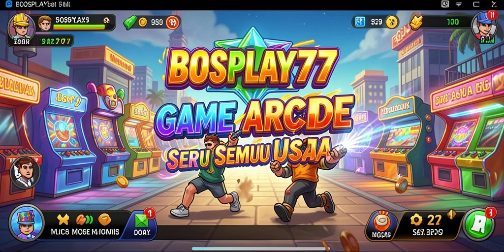 Screenshot utama BOSPLAY77 menampilkan aksi seru dalam gameplay arcade.