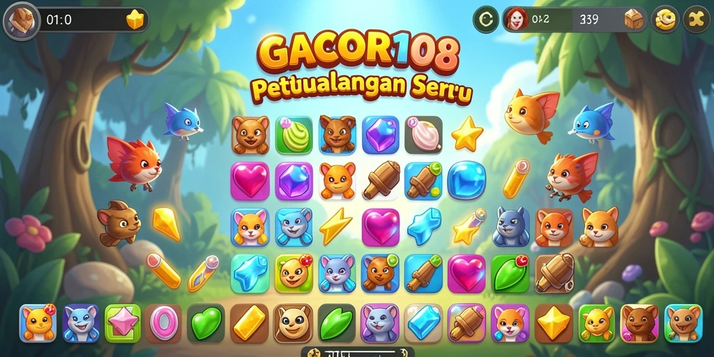 Gambar gameplay GACOR108 menunjukkan keseruan permainan Match-3.