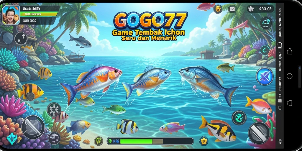Gameplay GOGO77 menampilkan aksi seru menembak ikan.