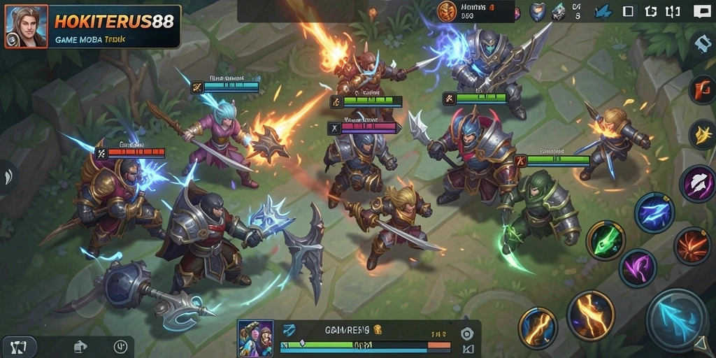 Tangkapan layar HOKITERUS88 menampilkan pertarungan seru di arena MOBA.