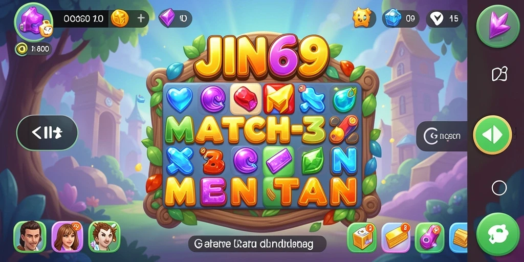 Screenshot JIN69 menunjukkan gameplay Match-3 yang seru dan menarik.