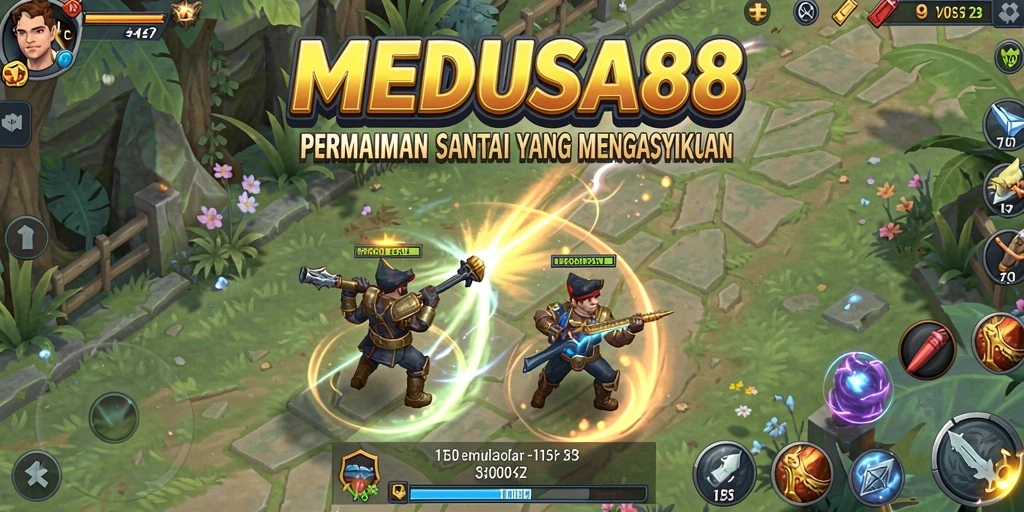 Tangkapan layar MEDUSA88 menunjukkan grafis cerah dan gameplay menarik.