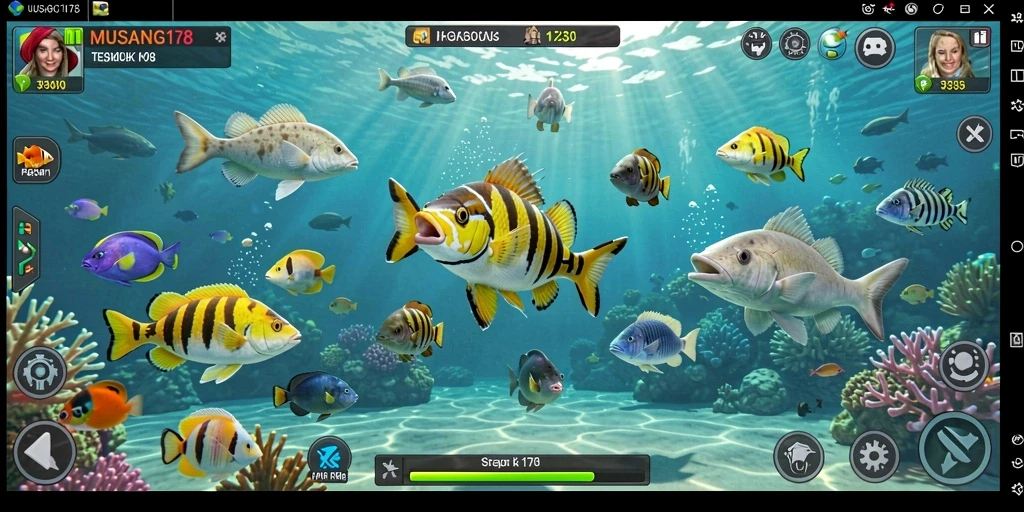Tampilan gameplay menarik dari MUSANG178 dengan banyak ikan untuk ditangkap.