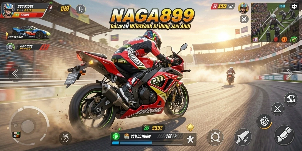 Tampilan gameplay motor racing yang mendebarkan di NAGA889.