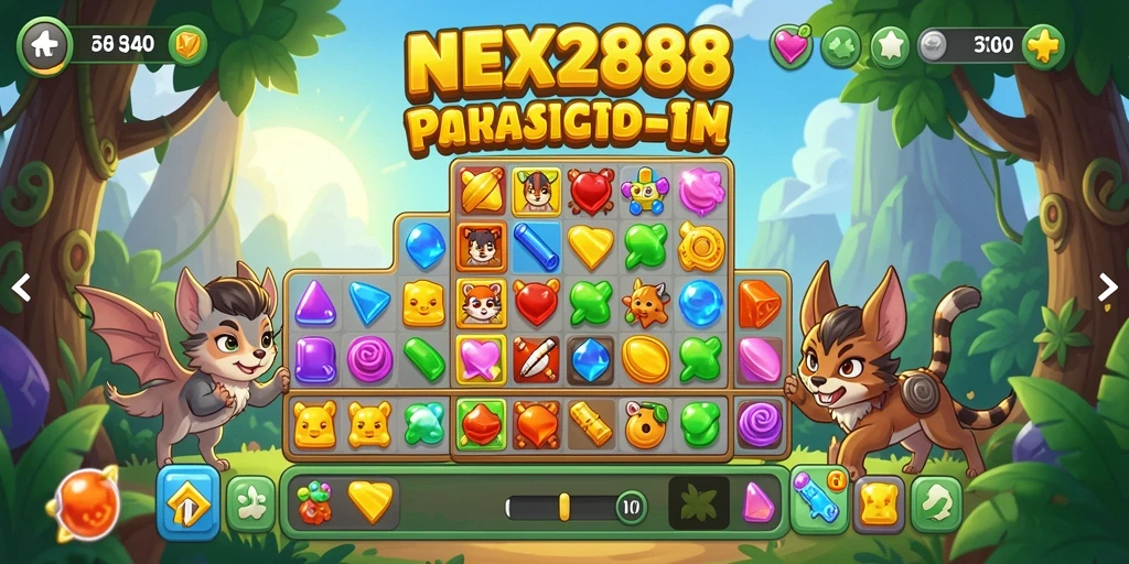 Tampilan gameplay seru NEX288 yang penuh warna.