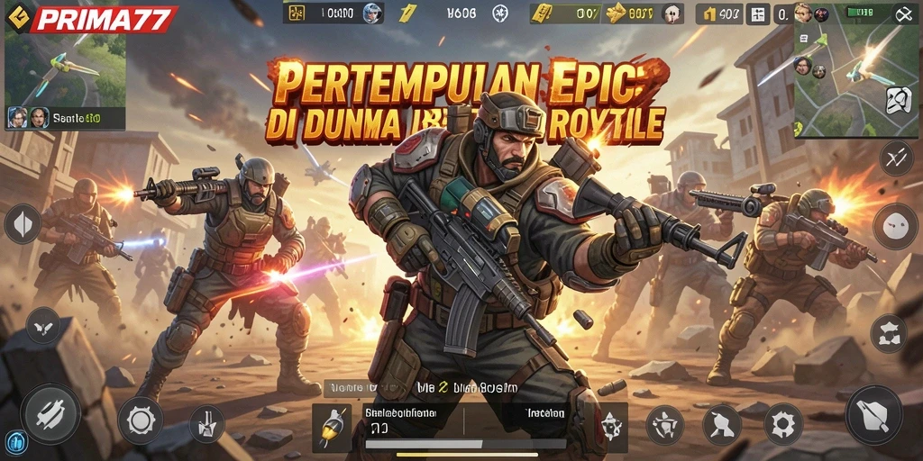 Tangkapan layar permainan PRIMA77 yang menampilkan aksi Battle Royale mendebarkan.
