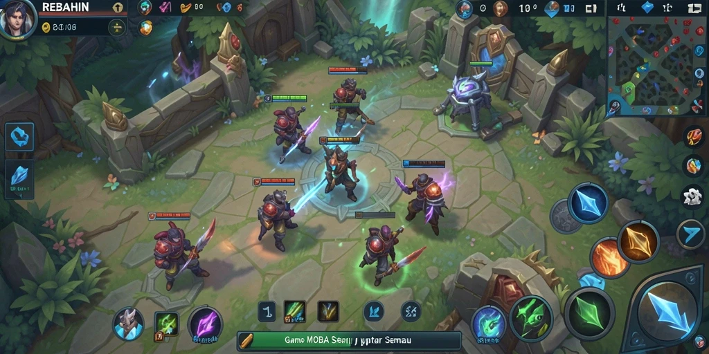 Tampilan gameplay seru dalam game MOBA REBAHIN.