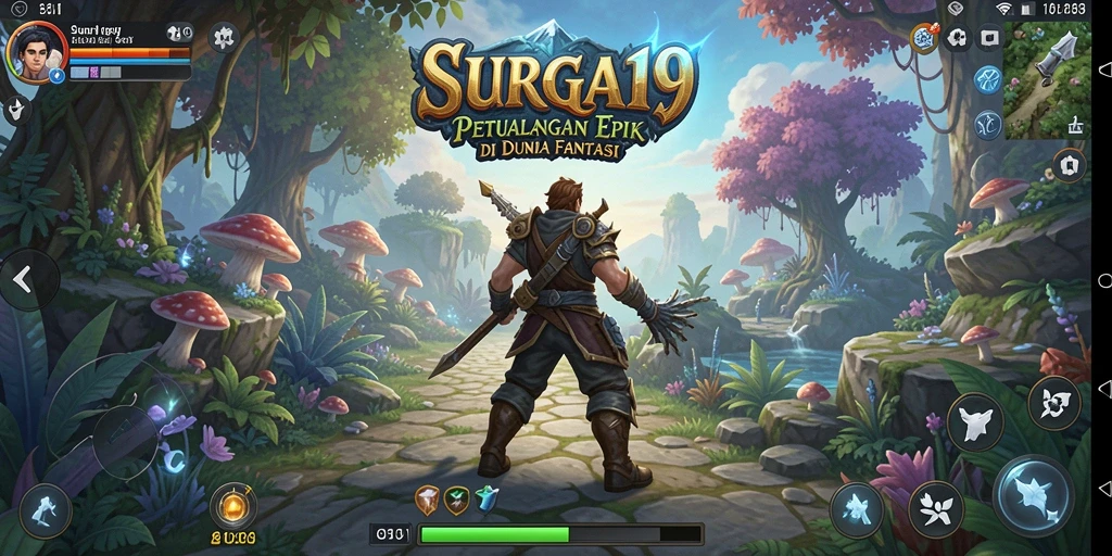 Screenshot SURGA19 menunjukkan aksi seru dan pertarungan dinamis dalam RPG.