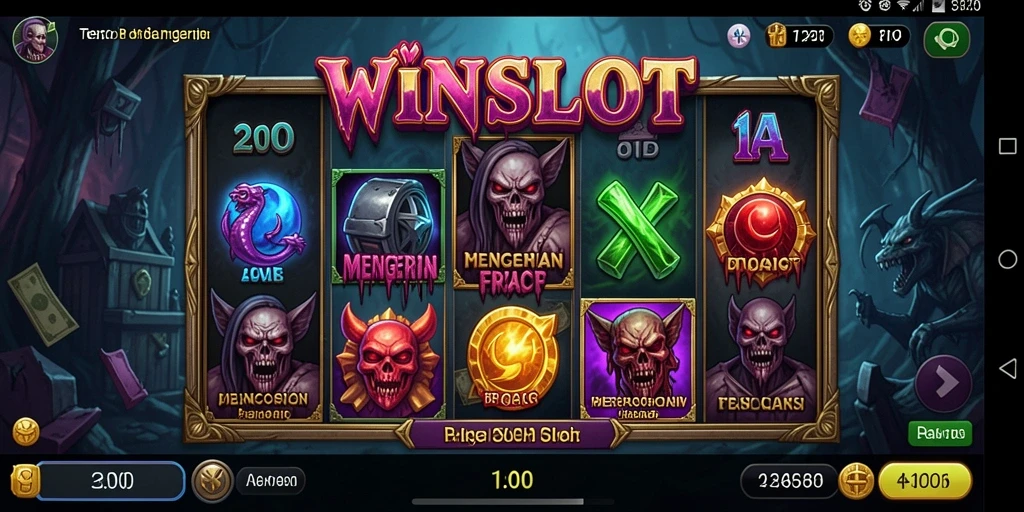 Screenshot menunjukkan gameplay mendebarkan WINSLOT dengan grafis horor.